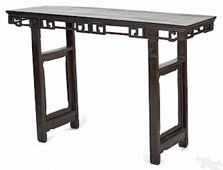Chinese carved hardwood altar table, ca. 1900, 39 1/4'' h., 60'' w., 18 1/2'' d.