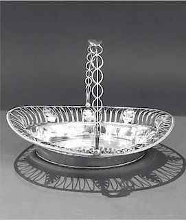 19THC. COIN SILVER BASKET W/ HAND CHASED PIERCED
