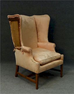 C. 1790 PERIOD MA CHERRY WING CHAIR