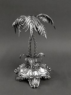 SILVER PLATED PALM TREE CENTERPIECE