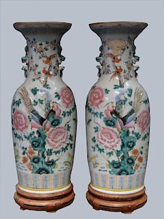 PR OF CHINESE VASES 24" TALL W/ EXPORT SEALS