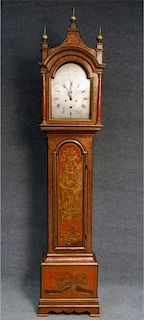 RARE 18THC. CHINOISERIE DECORATED TALL CASE CLOCK