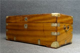 19THC. CAMPHORWOOD CAMPAIGN CHEST  12" TALL