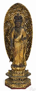 Japanese carved and gilt figure of Kwannon, 18'' h.