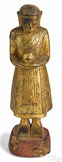 Chinese carved and gilt religious figure, 10'' h.