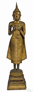 Southeastern Asian gilt bronze figure of Buddha, 26'' h.