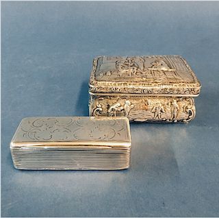 2 CONTINENTAL HINGED LID SILVER BOXES APPROX. 7.9