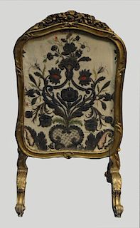 18THC. FRENCH GILTWOOD CARVED FIRE SCREEN
