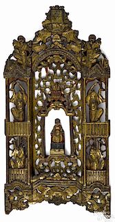 Southeastern Asian carved and gilded shrine, 19th c., 25 1/2'' h., 13 1/2'' w.