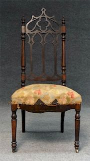 GOTHIC INSPIRED SIDE CHAIR W/ PIERCED BACK