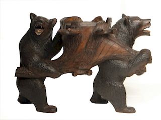 BLACK FOREST WOOD CARVING W/ TWO BEARS