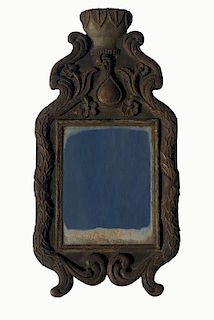 18THC. CONTINENTAL COURTING MIRROR W/ CARVED FRAME