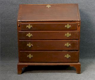 18THC. NEW ENGLAND SLANT LID DESK  IN RED PAINT