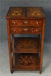 MARQUETRY INLAID MAHOGANY DRESSING STAND