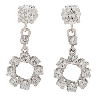 14 Karat White Gold Diamond Dangle Earrings