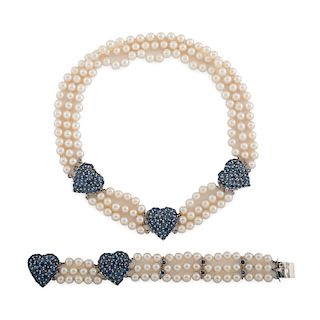 14 Karat White Gold Necklace and Bracelet