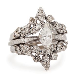 Orange Blossom 18 Karat White Gold Engagement Ring with Diamond Jacket PLUS