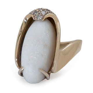 18 Karat Gold Opal and Diamond Ring
