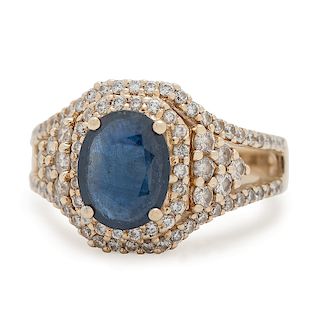 M Christoff 14 Karat Gold Sapphire and Diamond Ring