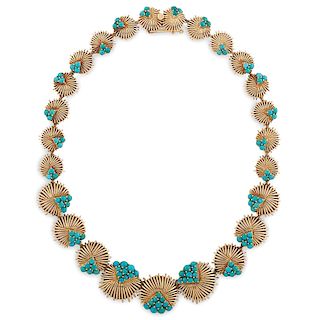 Tiffany & Co. 18 Karat Gold Turquoise Necklace