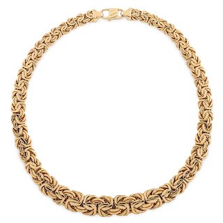 14 Karat Yellow Gold Byzantine Necklace