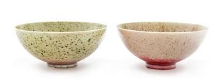 * A Pair of Chinese Peachbloom Glazed Porcelain Bowls Diameter 5 1/4 inches.