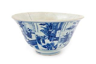 * A Chinese Blue and White Porcelain Bowl Diameter 10 inches.