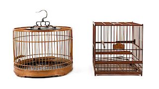 * Two Chinese Bamboo Birdcages Height of larger 9 1/4 inches.