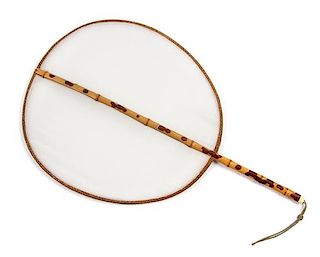 * A Chinese Spotted Bamboo Fan Height 17 inches.