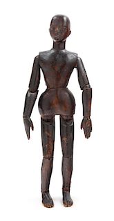 * A Chinese Hardwood Model of a Male Height 13 inches.