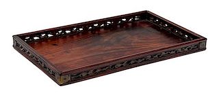 * A Chinese Hardwood Rectangular Serving Tray Length 11 1/8 inches.