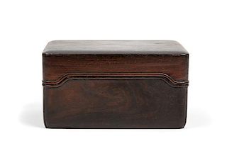 * A Chinese Zitan Rectangular Covered Box Height 2 3/4 x width 5 inches.