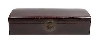 * A Chinese Brown Lacquered Document Box Length 25 inches.