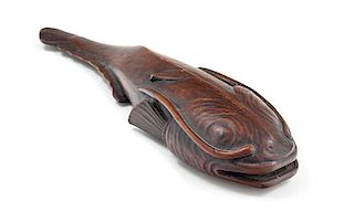* A Japanese Carved Wood Model of a Fish Length 16 inches.