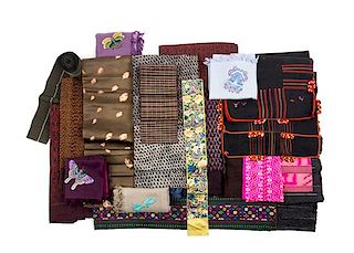 * Twenty Asian Textiles Approximate length of largest 151 inches.