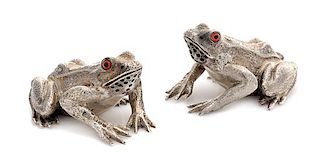 * A Pair of Victorian Silver Zoomorphic Casters, Sampson Mordan, London, 1881, each in the form of a frog with glass inset eyes.