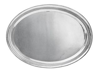 * A Danish Silver Serving Tray, Georg Jensen Silversmithy, Copenhagen, Second Half 20th Century, of simple oval form with molded