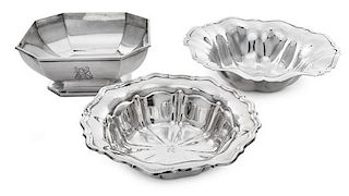 * A Group of Three American Silver Bowls, various makers, 20th Century, comprising a bowl marked Gorham Mfg. Co., Providence, RI