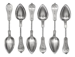 * A Set of Twelve American Coin Silver Tablespoons, Duhme & Co., Cincinnati, 19th Century, each having a Fiddle pattern handle w