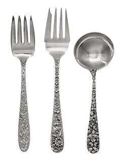 * A Group of American Silver Flatware Articles, S. Kirk & Son, Baltimore, MD, Repousse pattern, comprising: 11 salad forks 6 sou