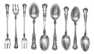 * A Group of American Silver Flatware Articles, Gorham Mfg. Co., Providence, RI, comprising seven cocktail forks and three teasp