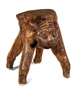 * A Carved Foot Stool Height 14 1/4 inches.