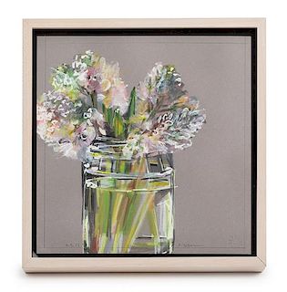 * Abbie Zabar, (American, 20th century), Hyacinths in a Glass Jar, 2015