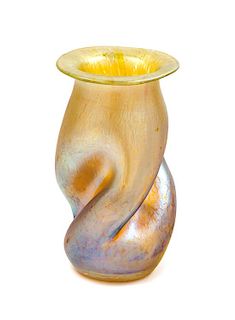 * Loetz Iridescent Glass Vase Height 4 1/2 inches x diameter 2 1/2 inches.