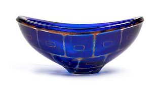 * Sven Palmqvist, (Swedish, 1906-1984), Orrefors, c. 1950's a Ravenna Navette, No. 1485 bowl