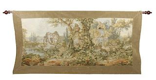 20th C. Tapestry, French Garden Scene