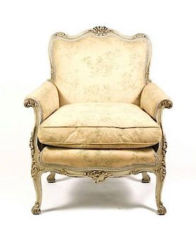 Louis XV Style Paint Decorated Bergere Chair