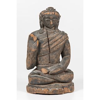 Decorative Wooden Sculpture of Buddha