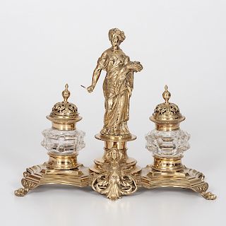 Brass Figural Inkstand of Demeter
