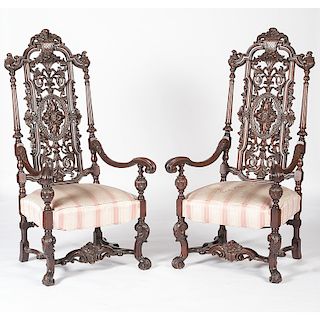 Continental Carved Armchairs